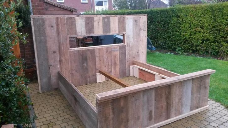 Bed XL hoofdbord steigerhout, Huis en Inrichting, Slaapkamer | Bedden, Ophalen of Verzenden