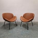 Set 2 design fauteuils PU cognac skai retro fauteuil set, Gebruikt, Twee, Kolibri vintage, Ophalen of Verzenden