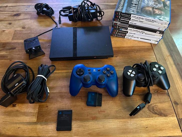 Sony PS2 Slim - met games en accessoires, Spelcomputers en Games, Spelcomputers | Sony PlayStation 2, Zo goed als nieuw, Slim