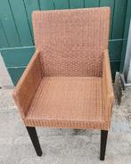 Rieten Loom stoel met armleuningen., Huis en Inrichting, Stoelen, Ophalen, Overige materialen, Gebruikt, Bruin