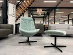 Nieuw Gelderland 7405 Fauteuil met poef blauw stof Stoel