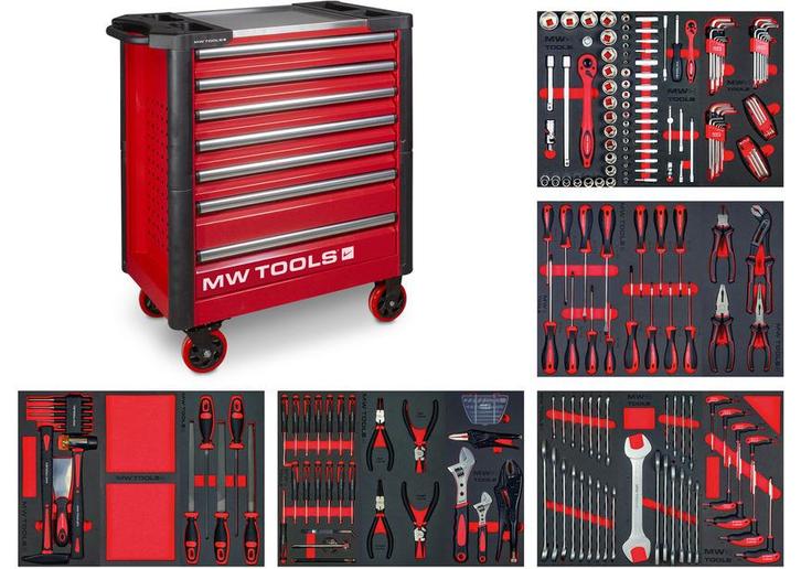Gevulde robuuste gereedschapswagen STARTER 212-delig, Auto diversen, Autogereedschap, Zo goed als nieuw, Ophalen