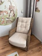 Rieten Fauteuil met Stoffen Kussens, Huis en Inrichting, Ophalen, Gebruikt, 75 tot 100 cm, Riet of Rotan