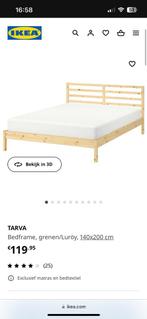 Tarva bedframe 140x200 inclusief lattenbodems, Huis en Inrichting, Beige, 140 cm, Scandinavisch, Zo goed als nieuw
