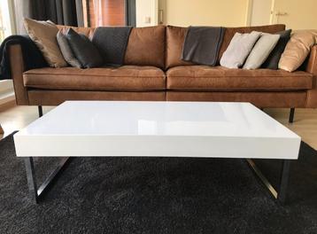 Hoogglans wit salontafel met chromen poten 120 x 60cm beschikbaar voor biedingen