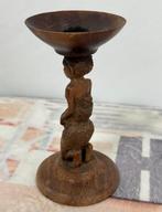 Antiek 1950 afrika Africa Congo hout handgesneden kandelaar, Ophalen of Verzenden