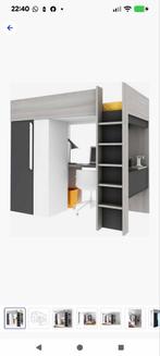 hoogslaper met bureau en kast en matras, Ophalen, Gebruikt, Eenpersoons, 90 cm