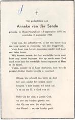 Anneke van der Sande 1951 + 1966 Biest-Houtakker, 14 jaar, Verzenden
