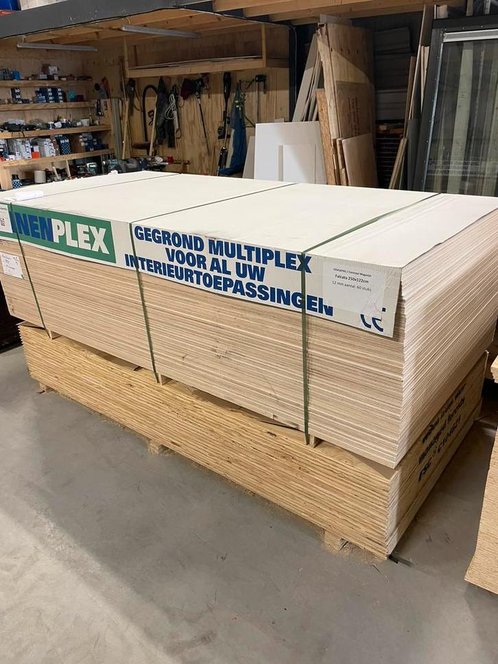 12 mm of 15 mmbinnenplaat populieren gegrond 122*250, Tuin en Terras, Schuttingen, Zo goed als nieuw, Minder dan 1 meter, Minder dan 3 meter