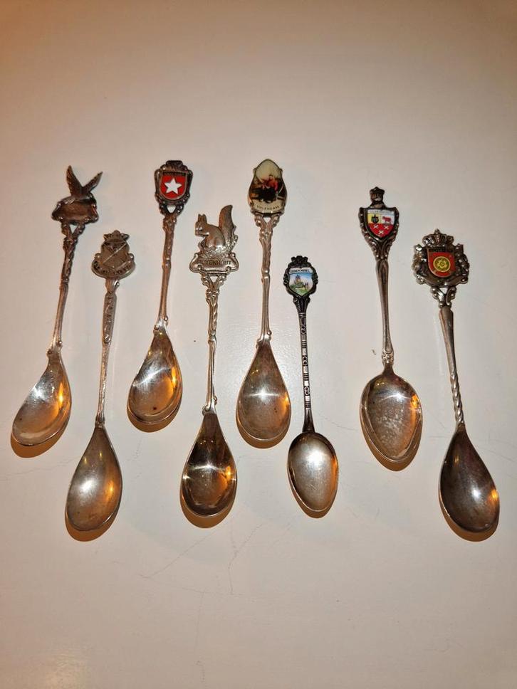 Verzilverde theelepeltjes van diverse steden, Antiek en Kunst, Antiek | Bestek, Ophalen of Verzenden