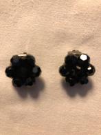 Vintage zwarte strass clip oorbellen, Overige materialen, Zwart, Ophalen of Verzenden, Zo goed als nieuw