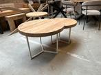 Salontafel set oud elmwood wit stalen  frame, Rond, Nieuw, Minder dan 50 cm, 50 tot 100 cm
