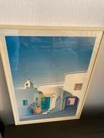 Litho met Griekse woning in wissellijst 35x51cm, Antiek en Kunst, Kunst | Litho's en Zeefdrukken, Ophalen of Verzenden