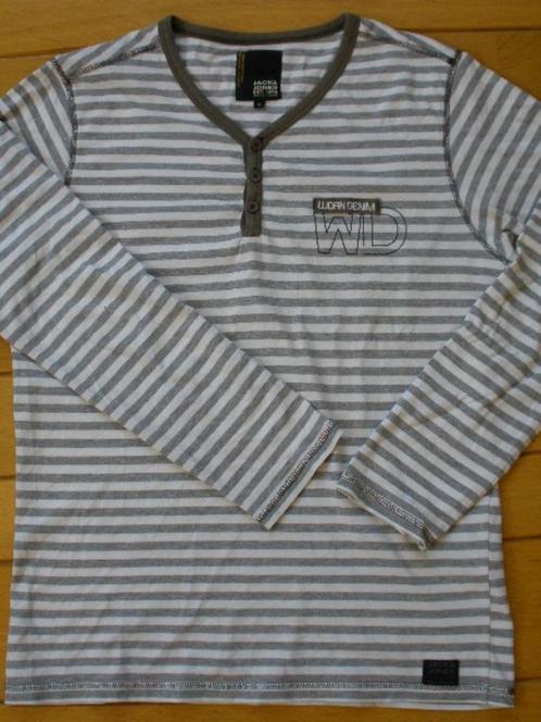 JACK & JONES t- shirt grijs wit streep maat M  - nieuw -, Kleding | Heren, T-shirts, Nieuw, Maat 48/50 (M), Wit, Ophalen of Verzenden