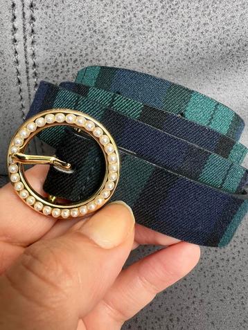 ANN TAYLOR PAREL GOUDEN BUCKLE RUIT MOTIEF GROENE RIEM beschikbaar voor biedingen