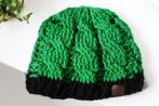Groene muts met zwarte rand, handgemaakt, kindermuts, Jongen of Meisje, Handgemaakt, Nieuw, Ophalen of Verzenden