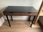 Modern bureau met 2 lades – zwart & hout, Ophalen, Gebruikt, Bureau
