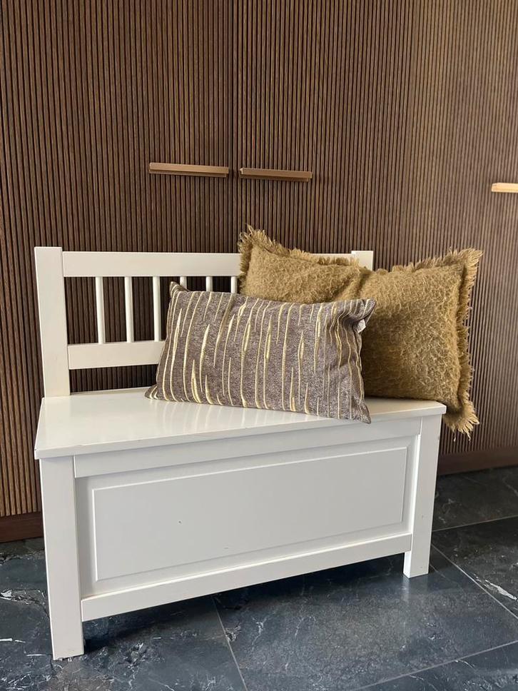 Leuk, praktisch wit opbergbankje, Huis en Inrichting, Woonaccessoires | Kisten, Gebruikt, 50 tot 75 cm, 75 tot 100 cm, Ophalen