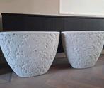 👌Set 2 grote beige grijs bloempotten | hotel chic, Rond, Ophalen of Verzenden, Zo goed als nieuw, Minder dan 25 cm