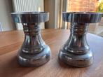 Riverdale kandelaars zilver - set van 2 stuks - 15 c, hoog, Gebruikt, Ophalen of Verzenden, Metaal, Grijs