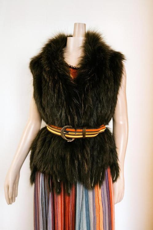 Elegante Bontgilet maat 36/38 – 100% Echt Konijnenbont, Kleding | Dames, Bodywarmers, Zo goed als nieuw, Maat 36 (S), Groen, Ophalen of Verzenden