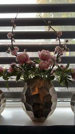 Zilveren schildpad vazen incl zijden bloemen, Huis en Inrichting, Woonaccessoires | Vazen, Ophalen, Overige materialen, Overige kleuren