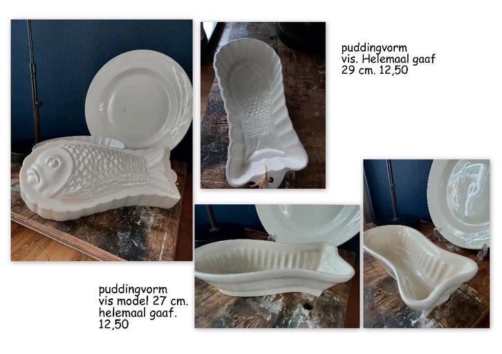 2 mooie puddingvormen  vis creme, Antiek en Kunst, Curiosa en Brocante, Ophalen of Verzenden