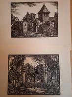 2x Houtsnede Hans v Dokkum, Antiek en Kunst, Kunst | Etsen en Gravures, Ophalen of Verzenden