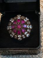 Zilveren antieke Dames ring bloem, Antiek en Kunst, Ophalen of Verzenden