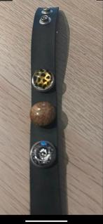 Zwarte leren armband met bedels, Ophalen, Gebruikt, Zwart, Leer