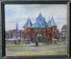 pastel schilderij Nieuwmarkt met Waag Amsterdam, Ophalen
