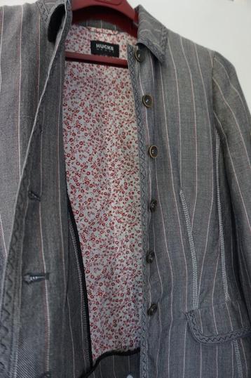 HUCKE jasje colbert blazer grijs - roze met kraag maat 38 beschikbaar voor biedingen