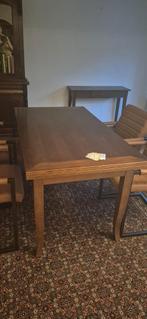 Uitschuifbare eettafel en stoelen bruin hout, Ophalen
