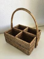 Birma riet mand 4 vakken met handvat 27 x 21 cm excl. inhoud, Mand, Ophalen of Verzenden, Zo goed als nieuw, Riet