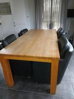 Eiken eettafel + 4 leren stoelen, Huis en Inrichting, Tafels | Eettafels, Ophalen, Gebruikt, Eikenhout, 200 cm of meer