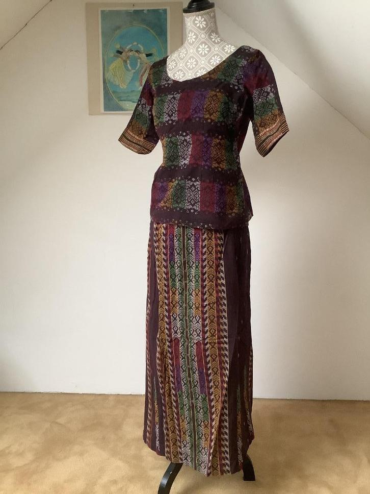 Etnisch handgeweven katoen Azie rok en top mt 38 vintage, Kleding | Dames, Jasjes, Kostuums en Pakken, Zo goed als nieuw, Kostuum of Pak