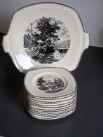 Société Céramique Maastricht gebaksbordjes (12) + schaal, Ophalen of Verzenden