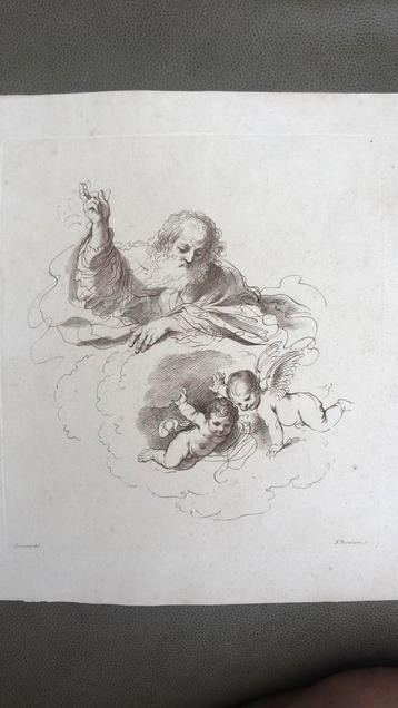 Guercino naar Francesco Bartolozzi God de Vader twee engelen beschikbaar voor biedingen