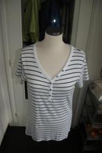 Shirt mt L (C&A) strepen m.k.m.+knoopjes wit-zwart(4)NIEUW, Wit, Maat 42/44 (L), Nieuw, Ophalen of Verzenden
