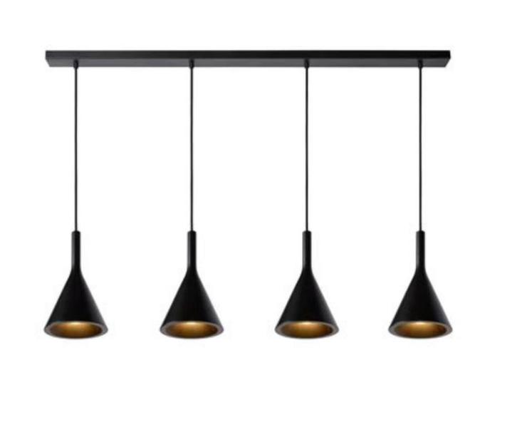 Lucide GIPSY - Hanglamp - 4xE27 - Zwart of Taupe, Huis en Inrichting, Lampen | Hanglampen, Nieuw, Minder dan 50 cm, Metaal, Stof