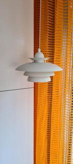 Vintage Deense schalenlamp, hanglamp, wit metaal, Ophalen of Verzenden, Zo goed als nieuw, Metaal, Minder dan 50 cm