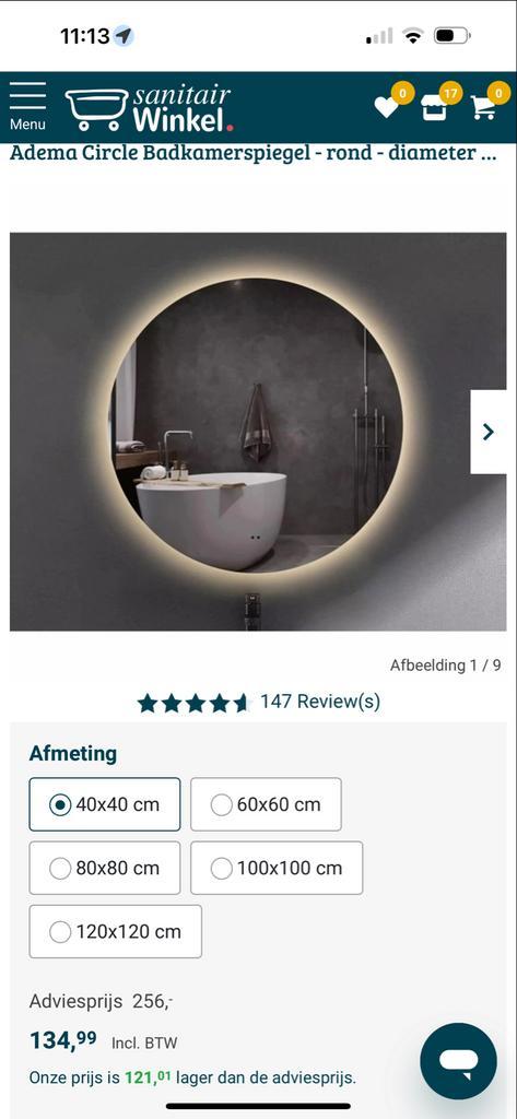 Ronde Spiegel met LED Verlichting - Nieuw in Doos!, Huis en Inrichting, Woonaccessoires | Spiegels, Nieuw, 50 tot 75 cm, Rond