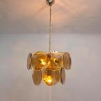 Vistosi Italy lamp mid century 70s amber glas met messing, Ophalen of Verzenden, Gebruikt, Glas