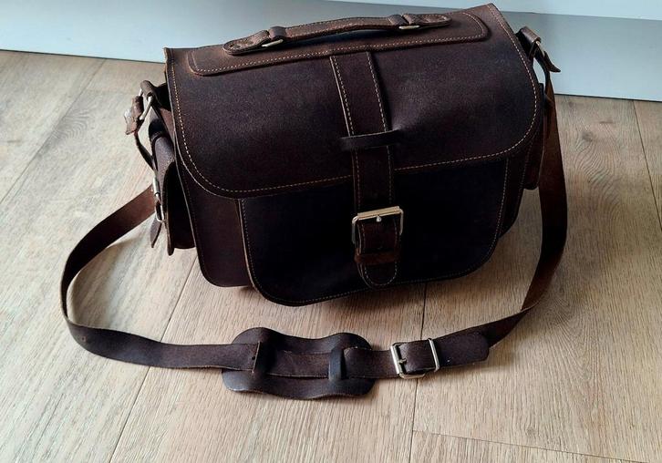 Leren schoudertas camera tas bruin, Sieraden, Tassen en Uiterlijk, Tassen | Schoudertassen, Zo goed als nieuw, Overige merken