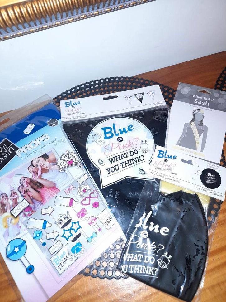 Gender Reveal Feestartikelen Set - Nieuw, Kinderen en Baby's, Kraamcadeaus en Geboorteborden, Nieuw, Kraamcadeau, Ophalen of Verzenden