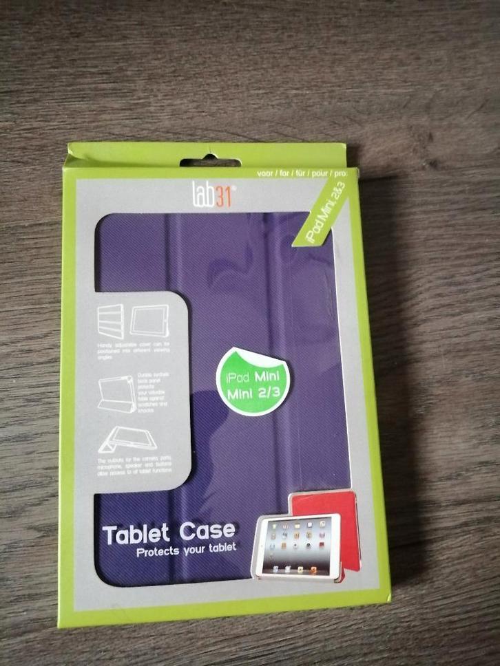 Tablet hoes (lab31) ipad/mini/mini 2-3 kleur  paars ., Computers en Software, Tablet-hoezen, Nieuw, Bescherming voor- en achterkant