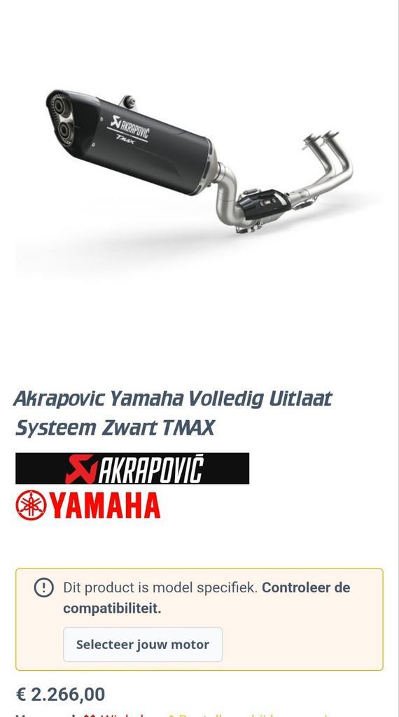 Akrapovic Volledig Uitlaatsysteem Yamaha T-MAX Zwart, Motoren, Onderdelen | Overige, Gebruikt, Ophalen of Verzenden