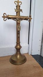 Antieke grote  koperen altaar kruisbeeld, zie foto's, Ophalen of Verzenden