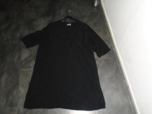 Aprico Zwarte Lange Viscose Tuniek Jurk maat 48 met Zakken, Kleding | Dames, Blouses en Tunieken, Zo goed als nieuw, Maat 46/48 (XL) of groter