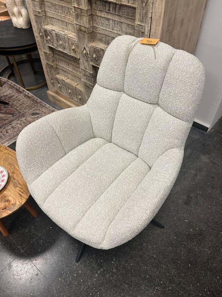 Magazijn leegverkoop fauteuil draaibaar teddystof white 249, Huis en Inrichting, Fauteuils, Nieuw, Metaal, Stof, 50 tot 75 cm